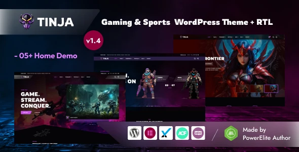 Tinja – Gaming & eSports Elementor WordPress Theme